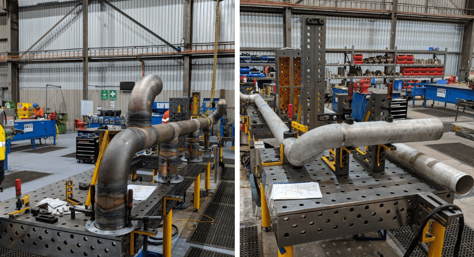 Pipe manufacturing on a Demmeler welding table